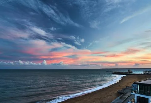 A moody sky over Ramsgate Main Sands Stock Photos