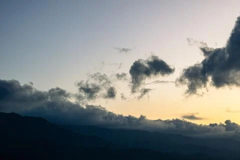 Moody Sunset Over Mountain Range 스톡 사진