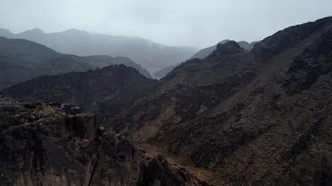 Moody View Of Sedimentary Layers In Gobi Landscape, Noyon Uul, Mongolia Stock Footage 333546831