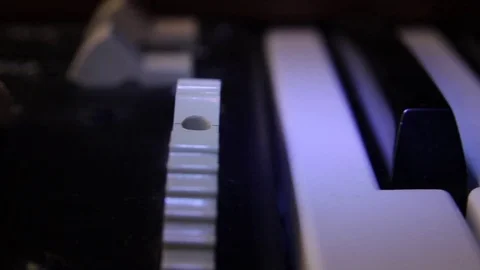Moog Bass Keyboard with dark light Stock Footage 80987358