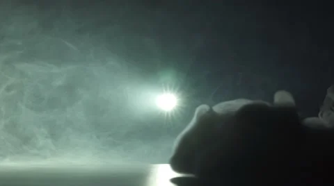 The moolight on the background of thick smoke. Slow motion capture Video stock 67427383