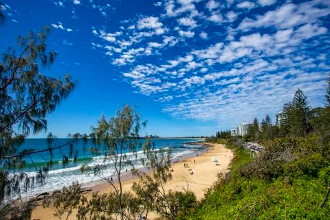 Mooloolaba Beach on a Sunny Day Stock Photos