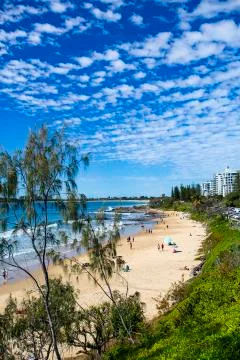 Mooloolaba Beach on a Sunny Day Stock Photos