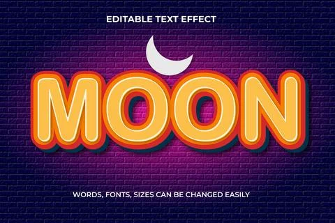Moon 3d editable text effect Stock Illustration