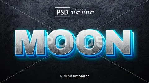 Moon 3d text effect editable PSD Template