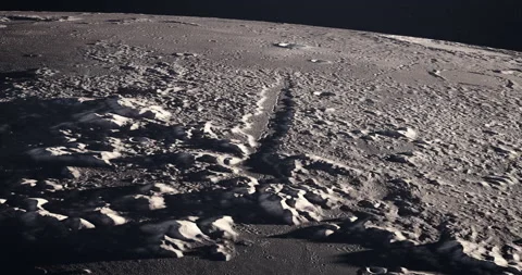 Moon 4K. High resolution and super detailed lunar surface. Alpine valley. Stock Footage 163508989