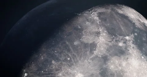 Moon 4K. High resolution and super detailed lunar surface. Camera zoom out. Stock Footage 163552716