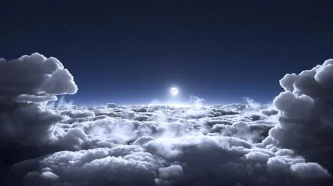 Moon above the clouds scenery Stock Illustration