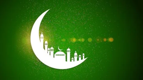 Moon, Abstract view of Mosque or Masjid with shadow on moon, paper design. Stock Illustration
