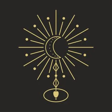 Moon adorned with rays of magical element vector illustration 스톡 일러스트