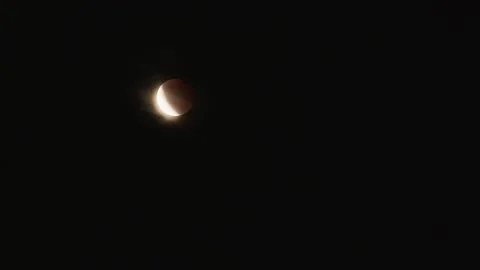 Moon After Lunar Eclipse – Partially Illuminated Phase at Night Sky Stock Footage 316554333