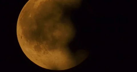 The moon after a total eclipse in a very strong close-up Stock Footage 316697713