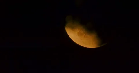 The moon after a total eclipse in a very strong close-up Stock Footage 316698844