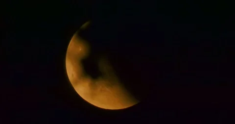 The moon after a total eclipse in a very strong close-up Stock Footage 316698846