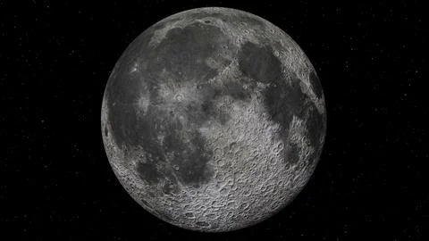 The moon against a starry black background of detailed CGI image Stock Illustration