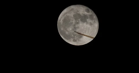 Moon & Aircraft Stock Footage
