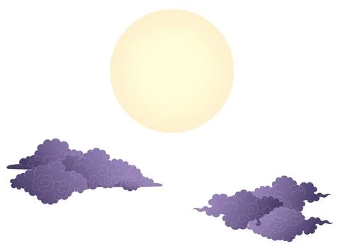 Moon and Asian clouds isolated Stock Illustration