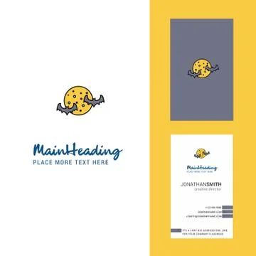 Moon and bats  Creative Logo and business card. vertical Design Vector Ilustração Stock