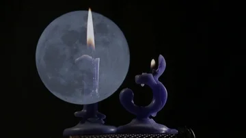 Moon and candles 13 Stock Footage 86153492