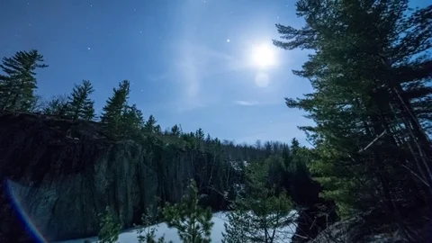 Moon and Cliffs at Night Stock Footage 72805542