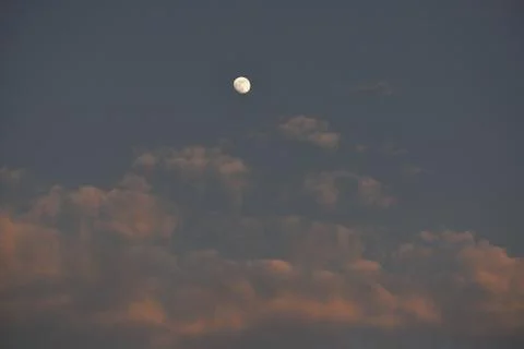 Moon and cloud on blue sky. Stock Photos