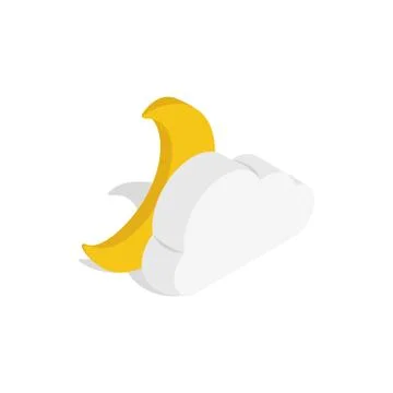 Moon and cloud icon, isometric 3d style Stock Illustration