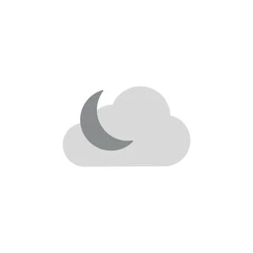 Moon and cloud icon. Modern weather icon. Flat vector symbols. Stock Illustration