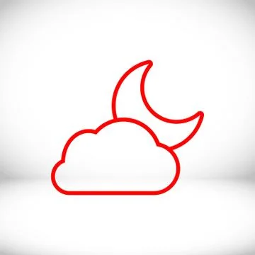 Moon and cloud icon stock vector illustration flat design Stock Illustration
