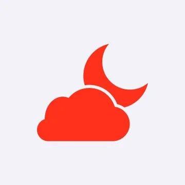 Moon and cloud icon stock vector illustration flat design Stock Illustration