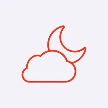 Moon and cloud icon stock vector illustration flat design Stock Illustration