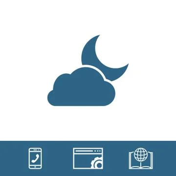 Moon and cloud icon stock vector illustration flat design Stock Illustration