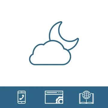 Moon and cloud icon stock vector illustration flat design 스톡 일러스트