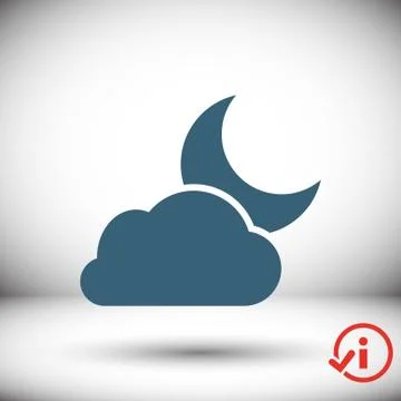 Moon and cloud icon stock vector illustration flat design Stock Illustration