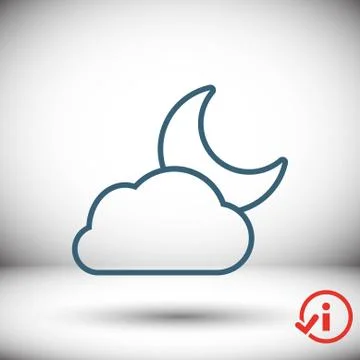 Moon and cloud icon stock vector illustration flat design Stock Illustration