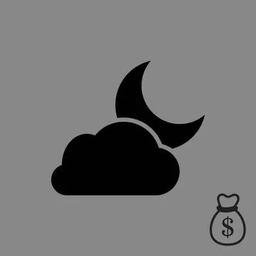 Moon and cloud icon stock vector illustration flat design Stock Illustration