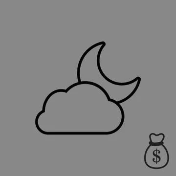 Moon and cloud icon stock vector illustration flat design 스톡 일러스트