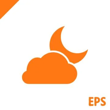 Moon and cloud icon stock vector illustration flat design イラスト素材