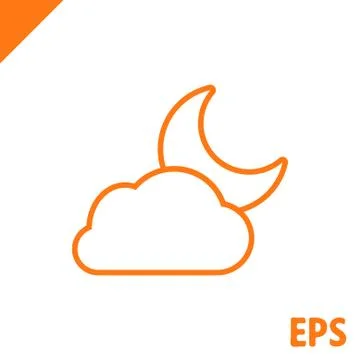 Moon and cloud icon stock vector illustration flat design Stock Illustration