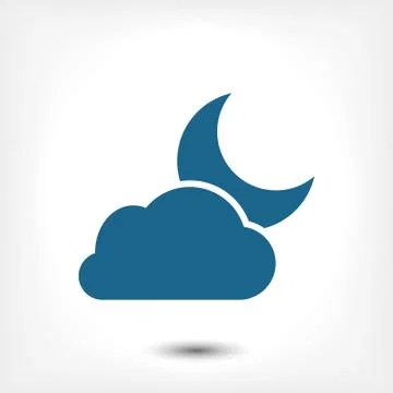 Moon and cloud icon stock vector illustration flat design Stock Illustration