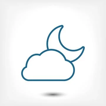 Moon and cloud icon stock vector illustration flat design Stock Illustration