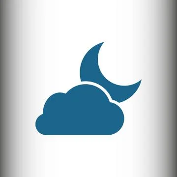 Moon and cloud icon stock vector illustration flat design Stock Illustration