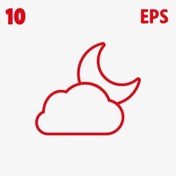 Moon and cloud icon stock vector illustration flat design Ilustração Stock