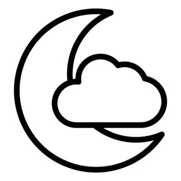 Moon and cloud line icon. Sleep vector illustration isolated on white. Night Illustrazione stock