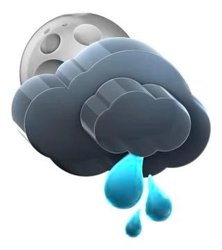 Moon and cloud with medium rain. Stock Illustration