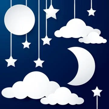 Moon and cloud paper Stock Illustration