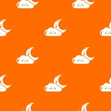 Moon and cloud pattern orange Stock Illustration