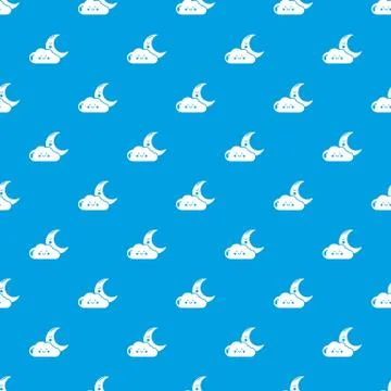 Moon and cloud pattern vector seamless blue 스톡 일러스트