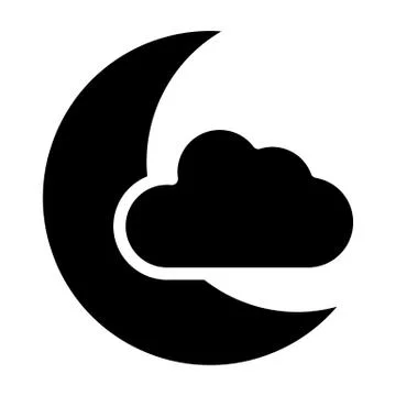 Moon and cloud solid icon. Sleep vector illustration isolated on white. Night 스톡 일러스트