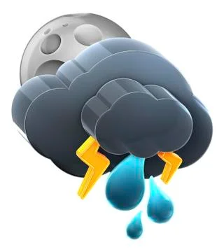 Moon and cloud with thunder rain. Stock Illustration