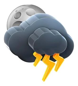 Moon and cloud with thunderstorm. Stock Illustration